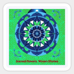 Sacred Flowers, Woven Stories – Green Hmong Tribal Pattern Sticker